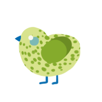 A lemon and chartreuse chicken with a speckle pattern