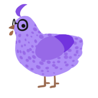 Lily Real, a lilac and blurple chicken with a speckle pattern