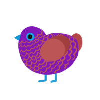 A violet and red chicken with a lace pattern