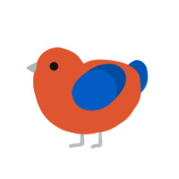 A vermilion and ultramarine chicken
