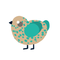 A beige and turquoise chicken with a speckle pattern