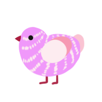 A lavender and rose chicken with a bar pattern