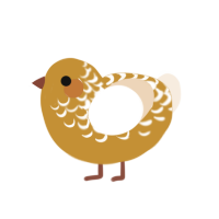 A gold and cream chicken with a half-lace pattern