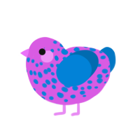 A orchid and sapphire chicken with a speckle pattern