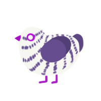 A white and overcast chicken with a bar pattern
