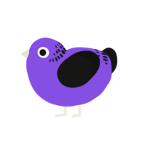 A blurple and black chicken with a neck-band pattern