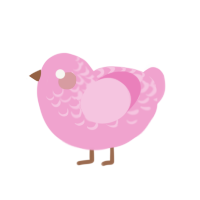 A pink chicken with a half-lace pattern