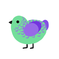 A spring and blurple chicken with a half-lace pattern