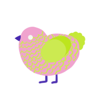 A pink and lime chicken with a lace pattern