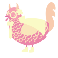 A orchid and pink chicken with a lace pattern