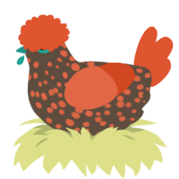 A bark and vermilion chicken with a speckle pattern