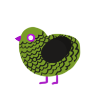 A chartreuse and sable chicken with a lace pattern