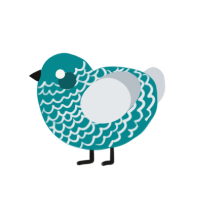 A teal and mist chicken with a lace pattern