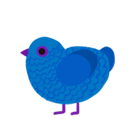 A sapphire and ultramarine chicken with a lace pattern