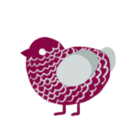A maroon and silver chicken with a lace pattern