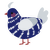 Jonker, a navy and mist chicken with a bar pattern