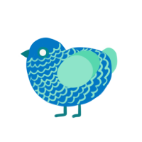 A sapphire and mint chicken with a lace pattern