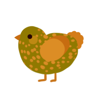 A olive and brown chicken with a speckle pattern