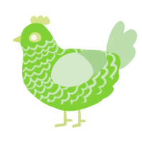 LimeBall, a grass and gluppy chicken with a lace pattern