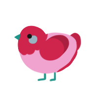 A pink and crimson chicken with a head pattern