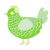 LimeBall, a grass and gluppy chicken with a lace pattern