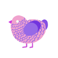 A pink and blurple chicken with a lace pattern