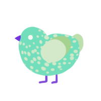 A mint and gluppy chicken with a speckle pattern