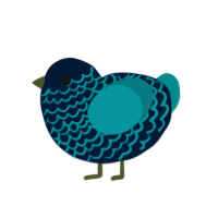 A tumblr and teal chicken with a lace pattern