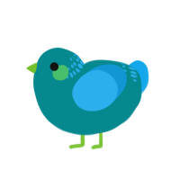 A teal and sky chicken with a neck-band pattern