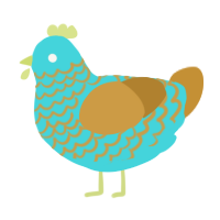 (unnamed), a aqua and gold chicken with a lace pattern