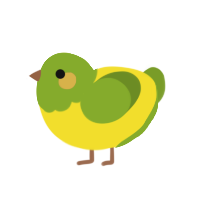 A yellow and chartreuse chicken with a head pattern