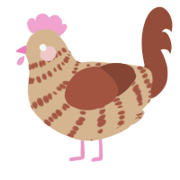A beige and russet chicken with a bar pattern