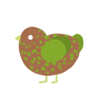 A brown and chartreuse chicken with a speckle pattern