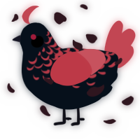 A cream and turquoise chicken with a half-lace pattern