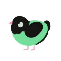 A spring and black chicken with a head pattern