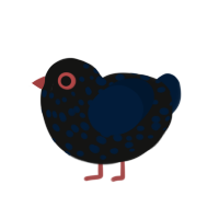 A black and tumblr chicken with a speckle pattern