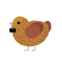 A gold and russet chicken with a double-lace pattern