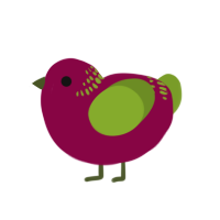 A maroon and chartreuse chicken with a neck-band pattern