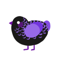 A sable and blurple chicken with a half-lace pattern