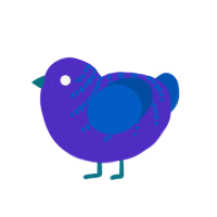 A indigo and ultramarine chicken with a half-bar pattern