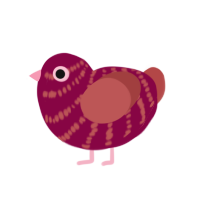 A maroon and red chicken with a bar pattern
