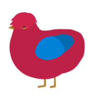 Boris Johnson, a crimson and sapphire chicken