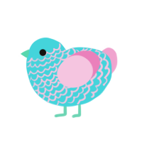 A aqua and pink chicken with a lace pattern