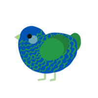 A ultramarine and viridian chicken with a lace pattern