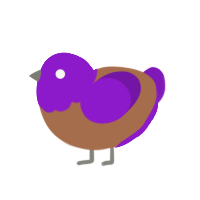 A brown and violet chicken with a head pattern