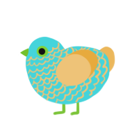 A aqua and honey chicken with a lace pattern