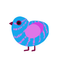 A sky and orchid chicken with a bar pattern