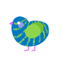 A sapphire and grass chicken with a bar pattern