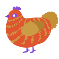 A vermilion and gold chicken with a bar pattern