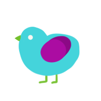 A aqua and plum chicken